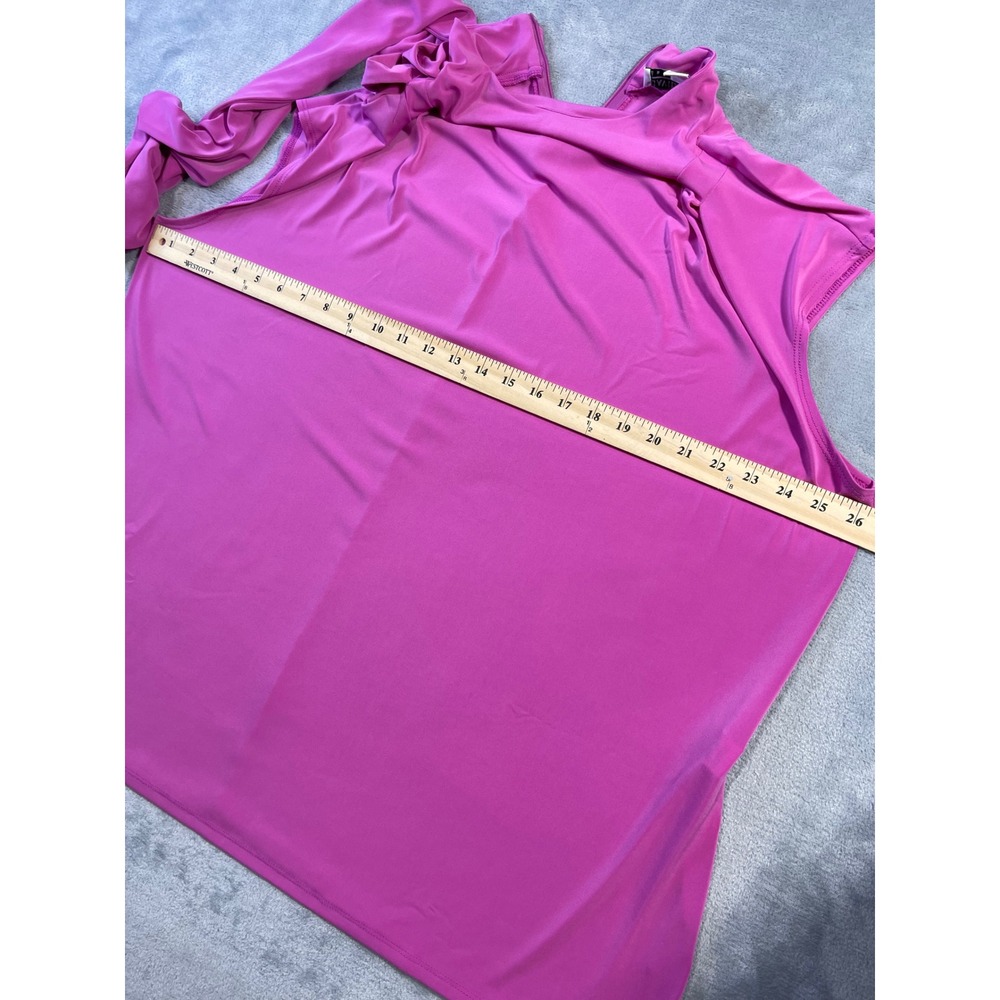 David Meister Womens Sleeveless Drape Neck Blouse 3X Pink Asymmetric Stretch - Picture 3 of 8